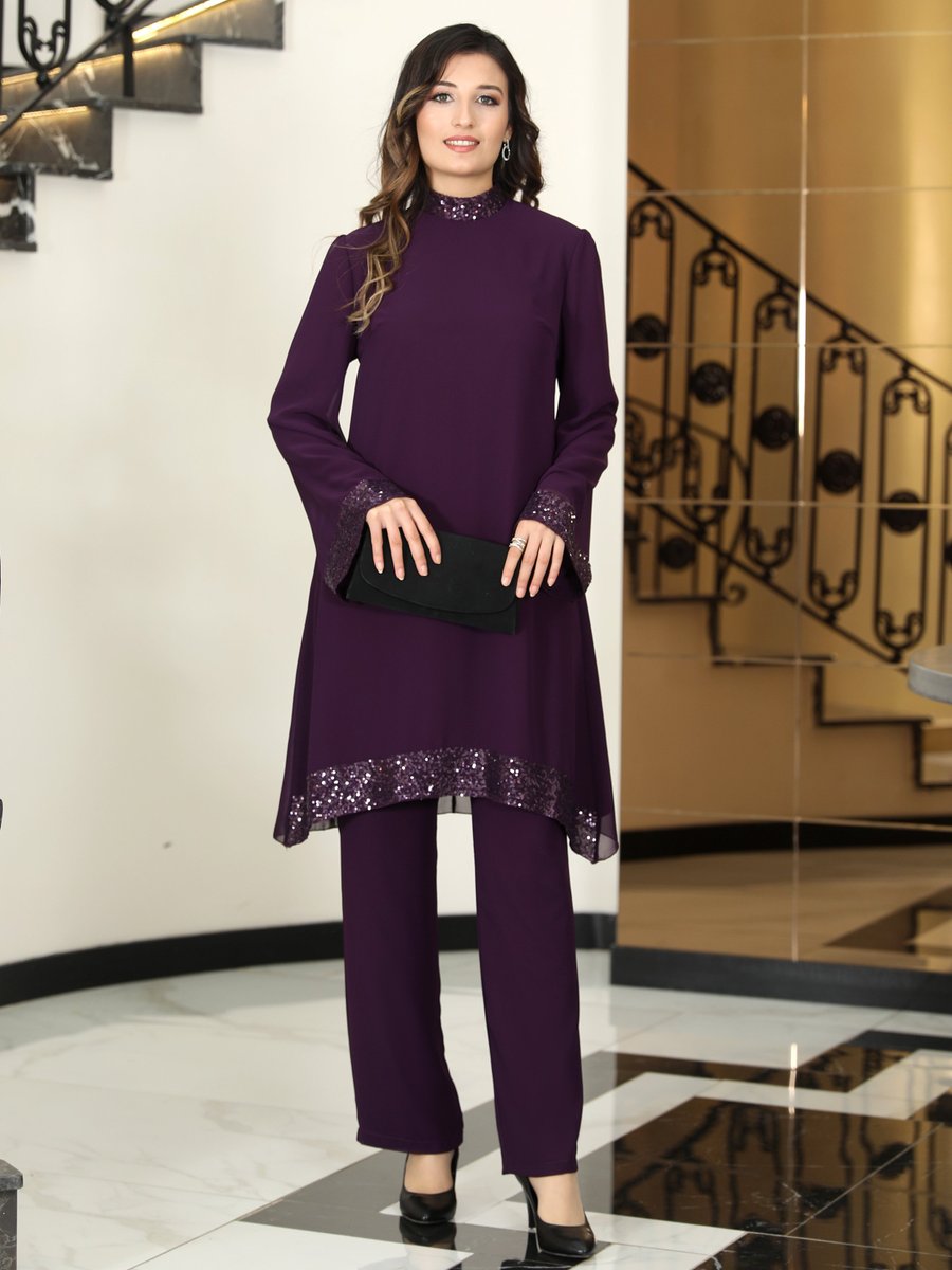Elben Moda Mürdüm Umay Şifon Abiye Takım