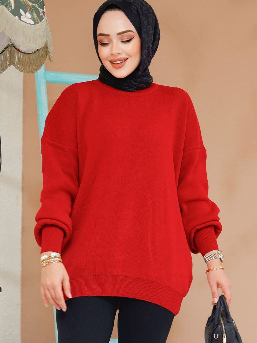 Neva Style Kırmızı Kazak Tunik