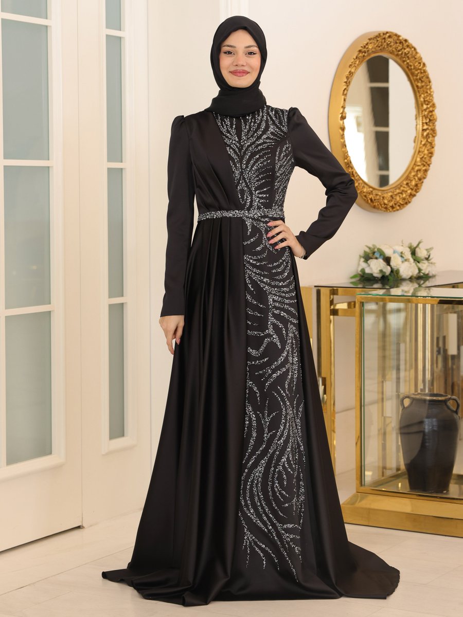 Azra Design Siyah Mihrimah Abiye Elbise