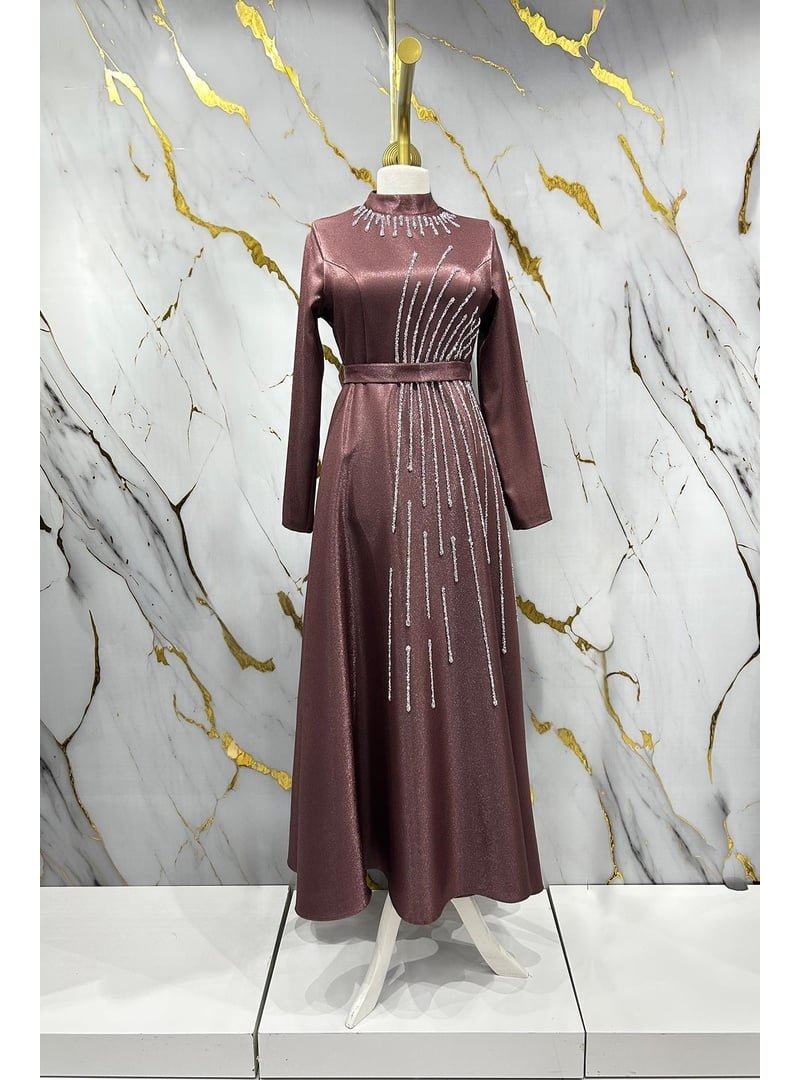 Hakimoda Gül Loya Krep Saten Abiye Elbise