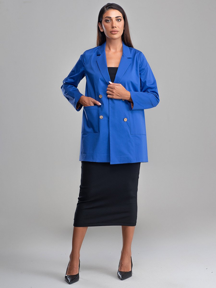 Sahra Afra Saks Mavisi Blazer Ceket