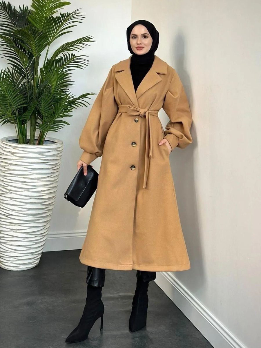 Alfudo Moda Collection Mihver Kaşe Kaban Kahverengi