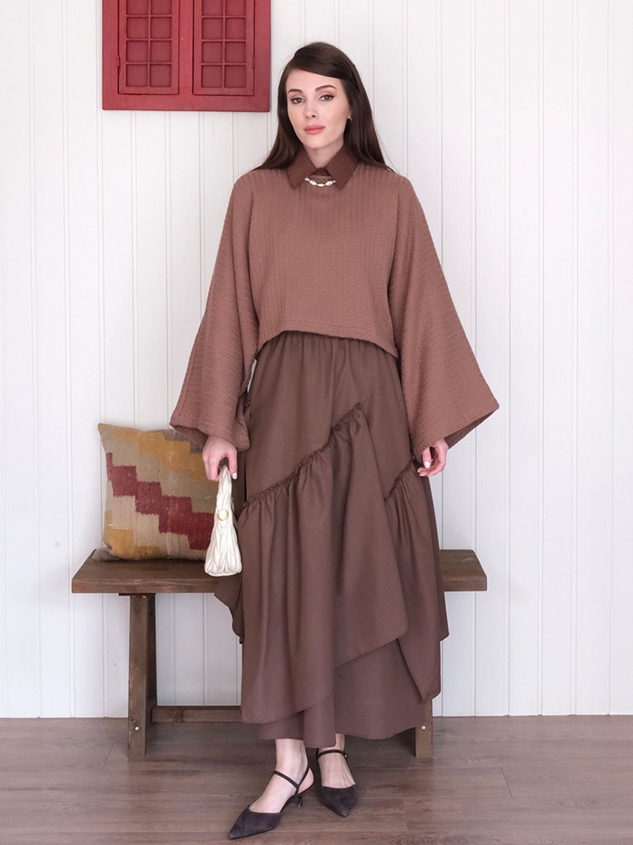 Ceylan Otantik Kahve Kat Detay Bohem Etek Acı