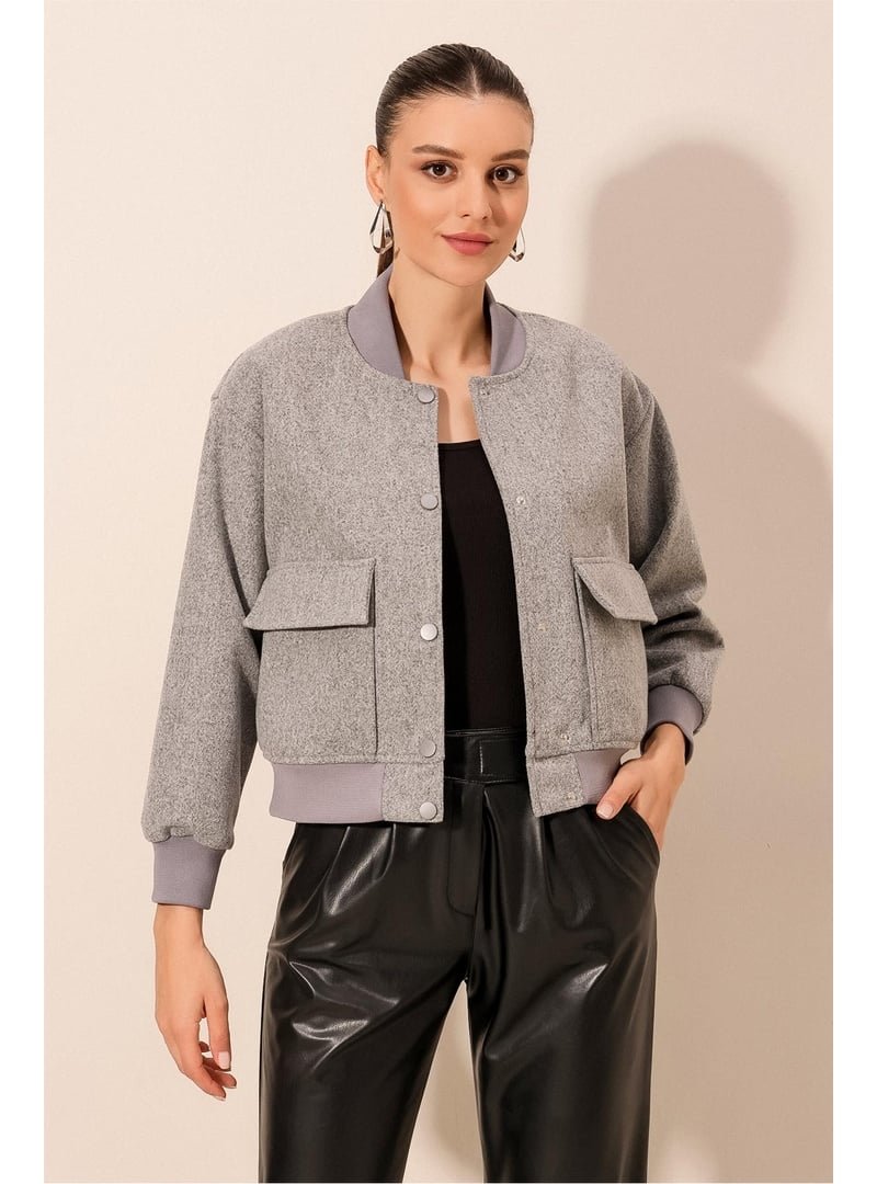 Bigdart Gri Çift Cepli Bomber Ceket