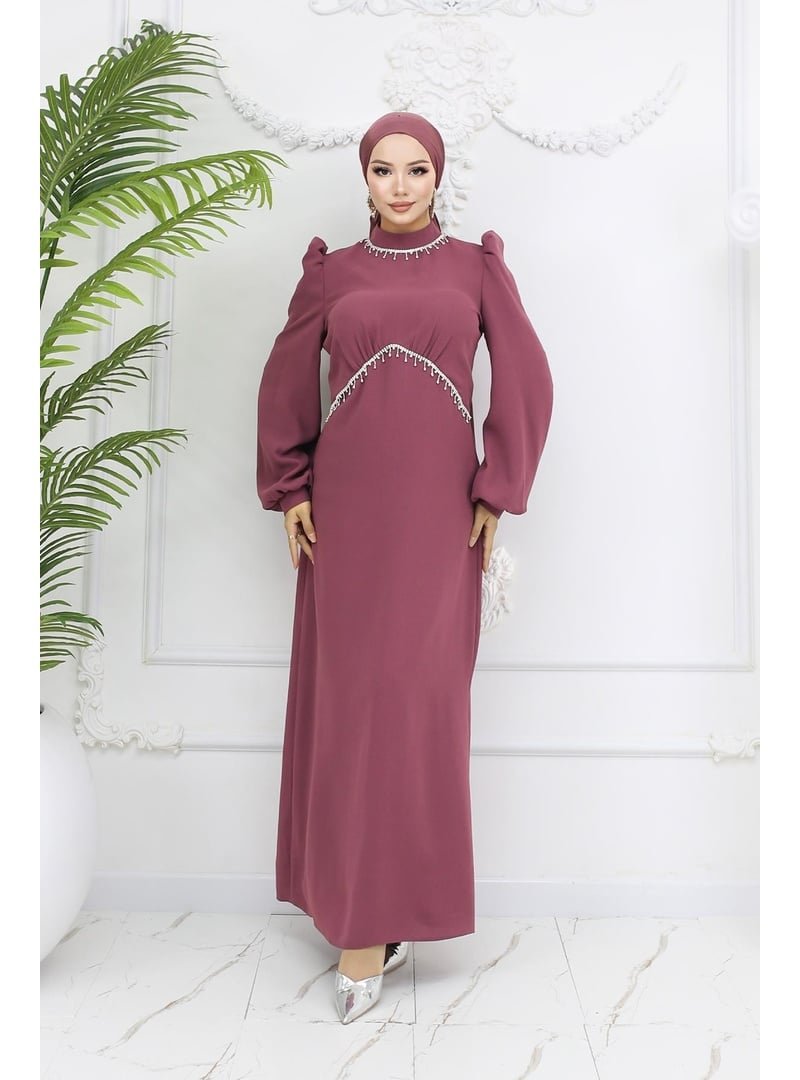 Hakimoda Gül Eva Krep Abiye Elbise