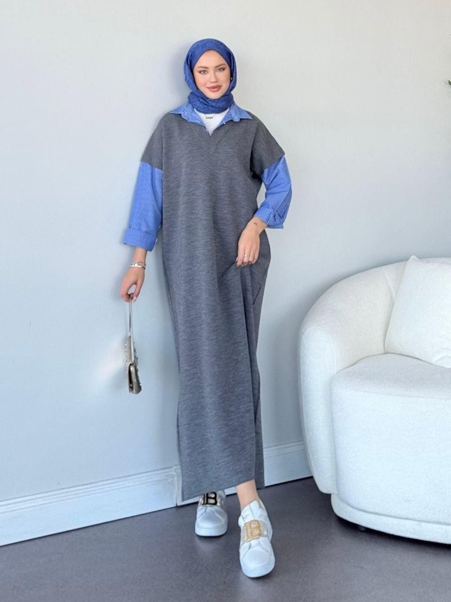 Şulemoda Giyim Muadil Elbise Gri