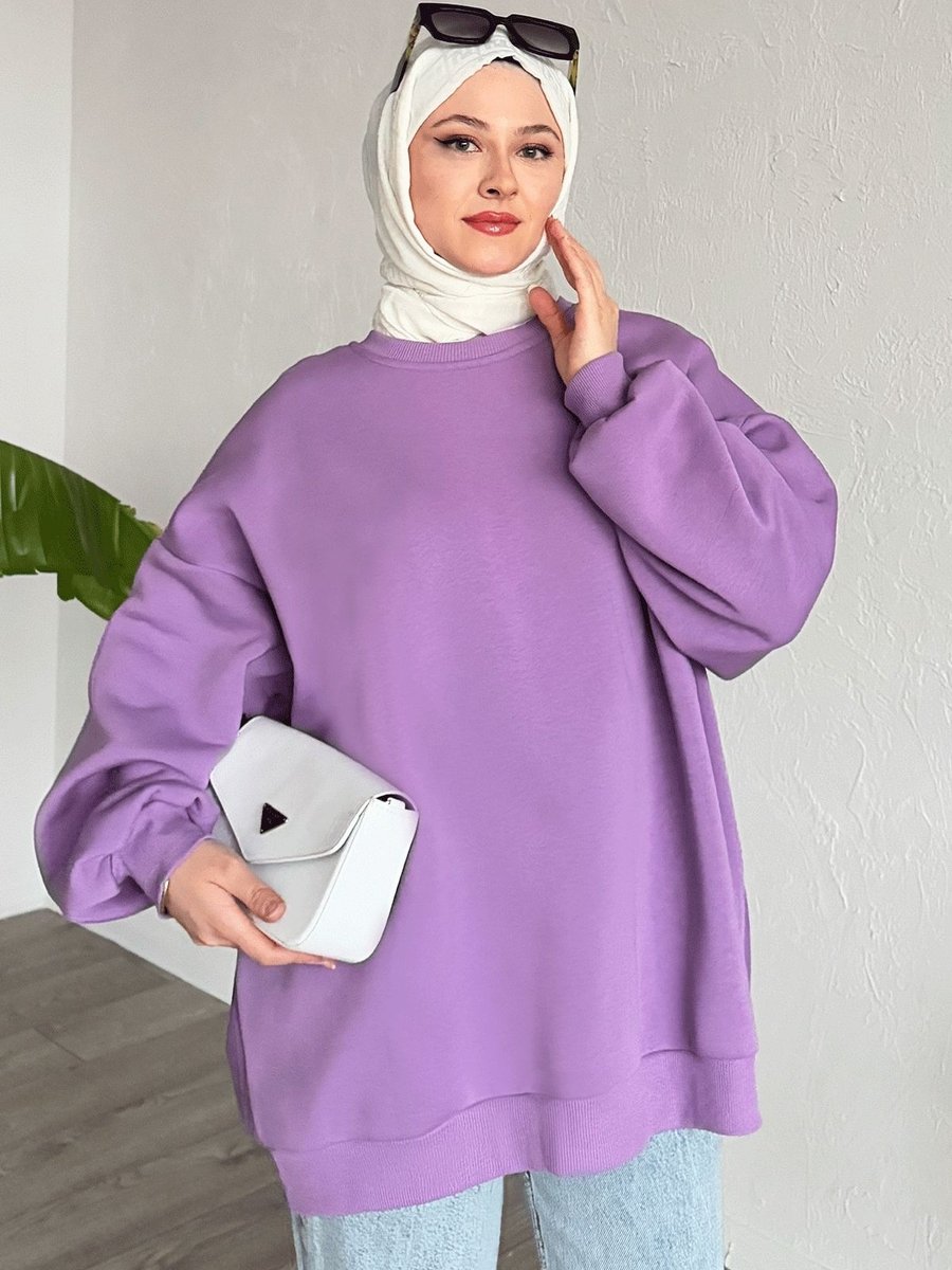 Instyle Şardonlu Basic Lila Sweat