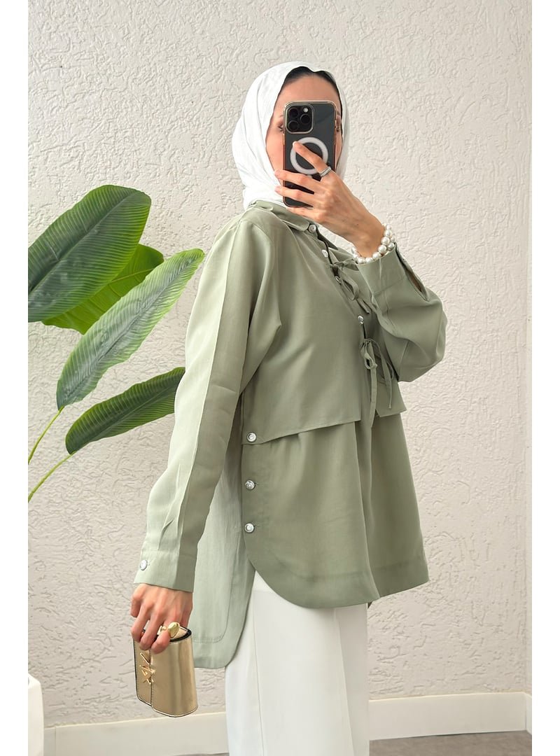 Salih Çelebi Mint Yeşili Bolero Detaylı Tunik