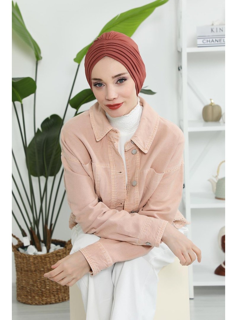 Aisha`s Design Tarçın Pileli Penye Bone,b