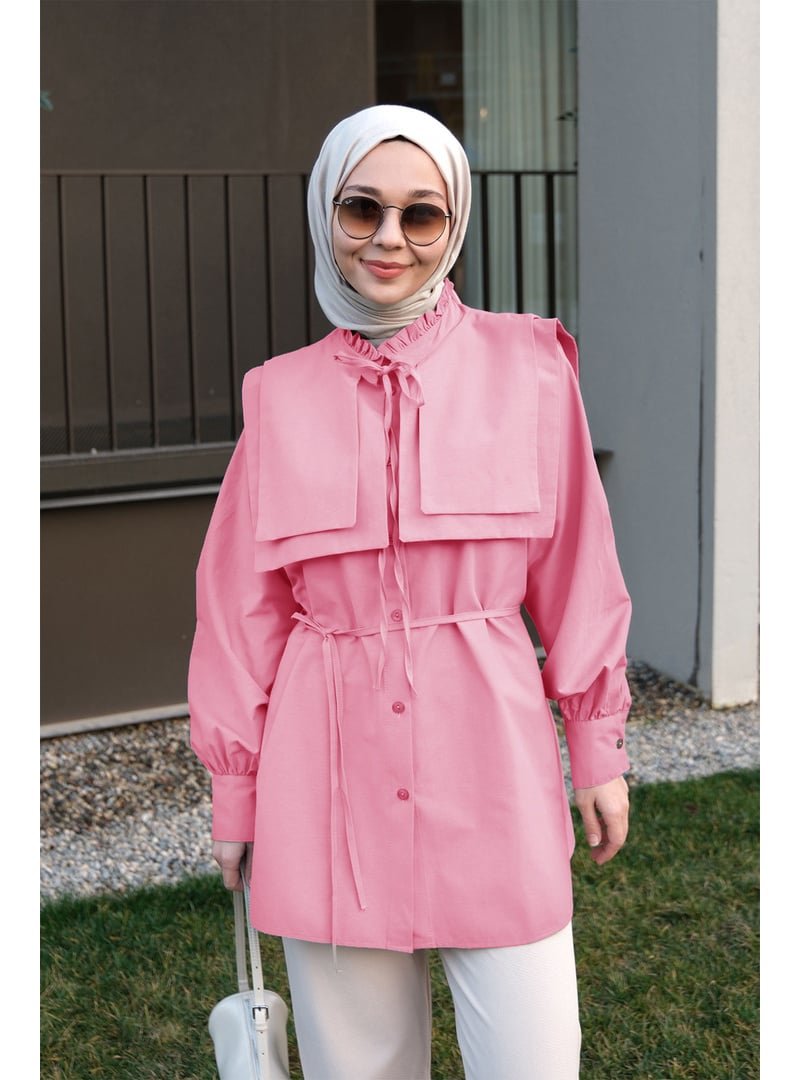 Locco Moda Pembe Çift Yaka Detaylı Gömlek