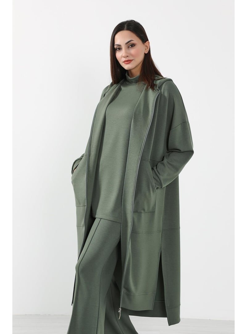 Aisha`s Design Haki Fermuarlı Uzun Tunik,sw