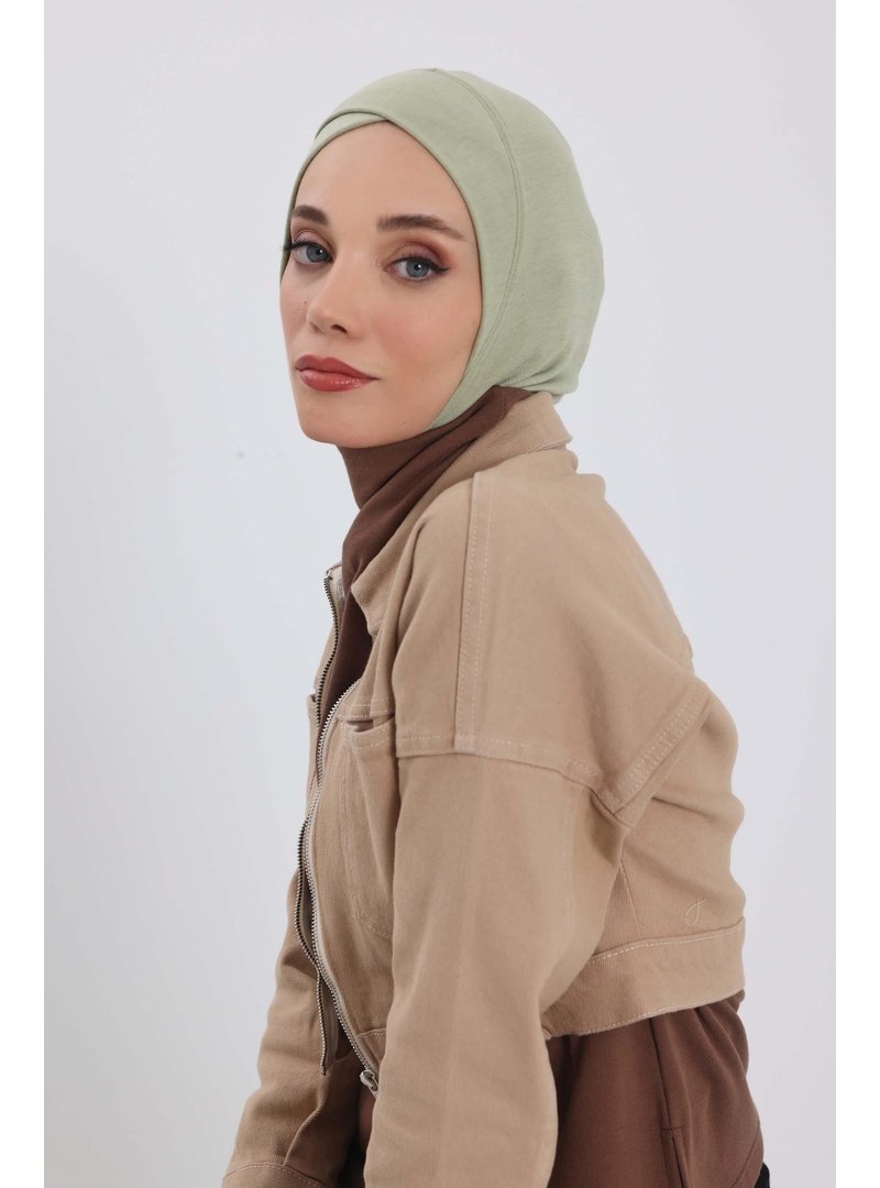 Aisha`s Design 4rb Çağla Yeşili Önü Çapraz Detaylı Bone,tb
