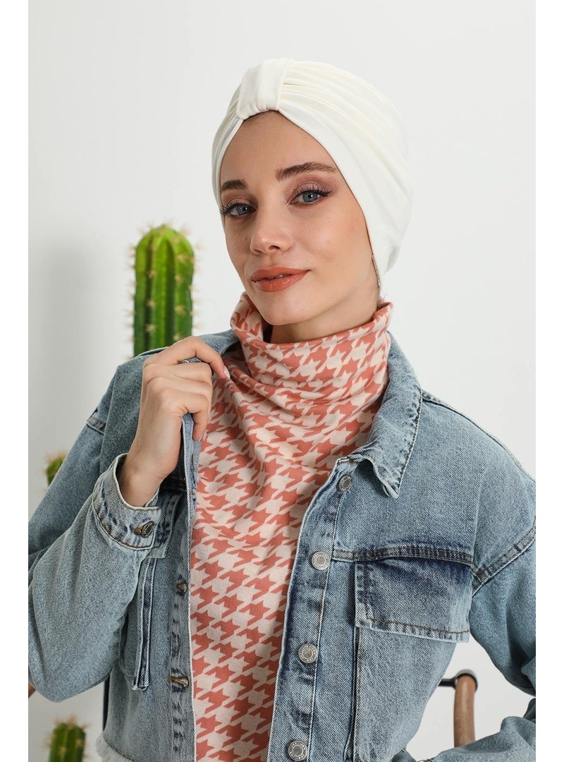 Aisha`s Design 68rb Beyaz Ön Kemer Detaylı Bone,b
