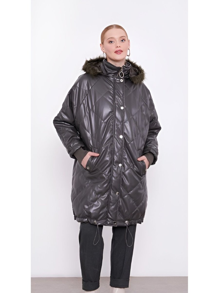 Moda Çikarilabilir Kapüsonlu Genis Kalip Kadin Mont