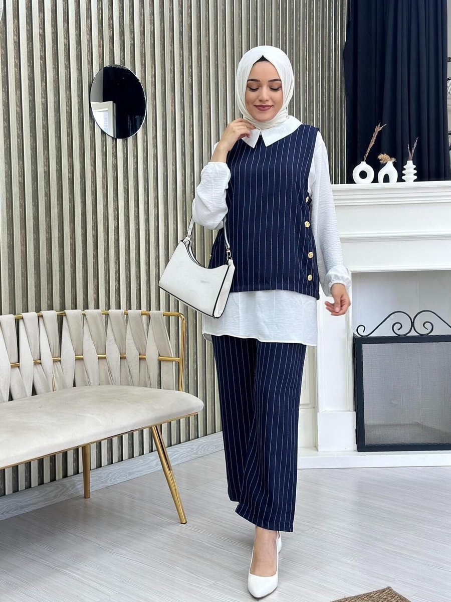 Moda Krash Trend Çizgili Lü Takım