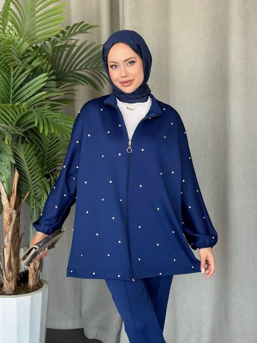 Şulemoda Giyim Nepa Taşlı Scuba Takım Lacivert