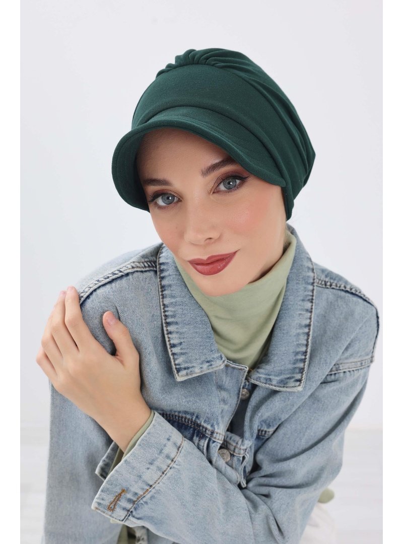 Aisha`s Design 73rb Ördek Yeşili Siperlikli Şapka Bone,b