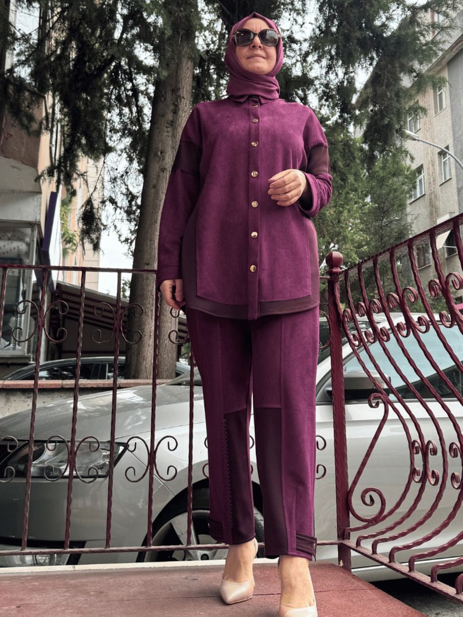 Ghisa Süet Takım Mürdüm