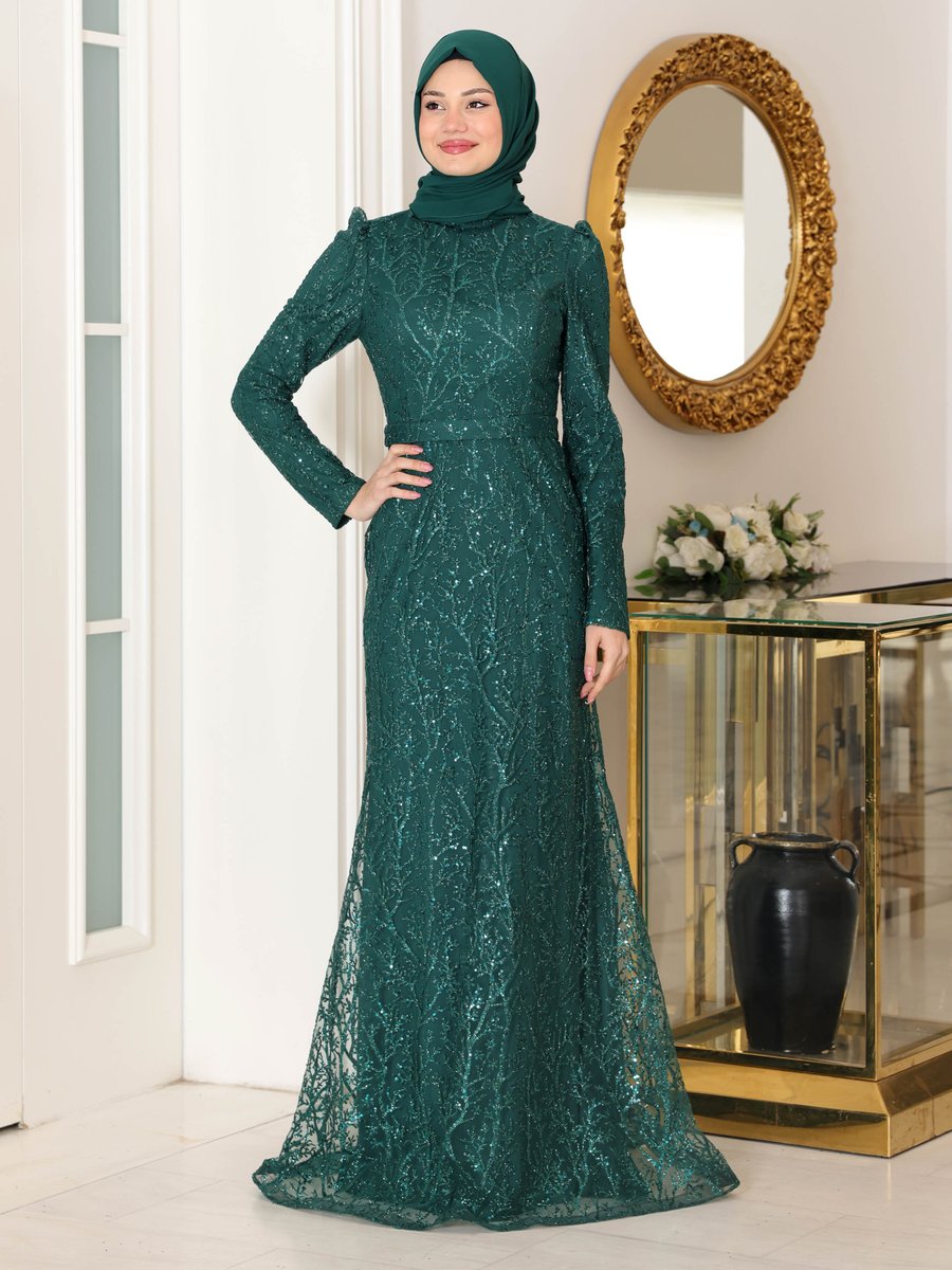 Azra Design Zümrüt Yeşili Tuana Abiye Elbise