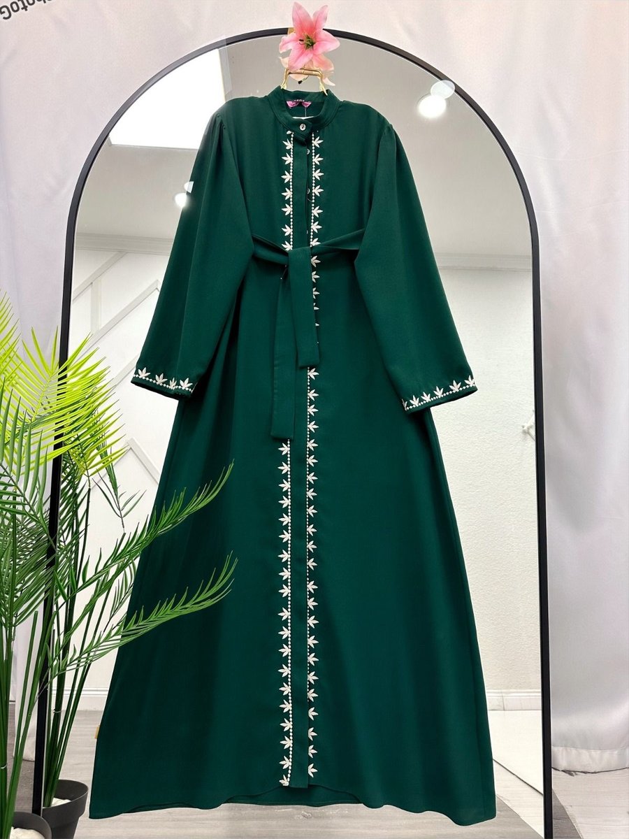 Yedilale Nakışlı Abaya Elbise