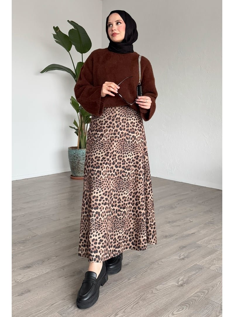 InStyle Leopar Desen Beli Lastikli Siyah Etek