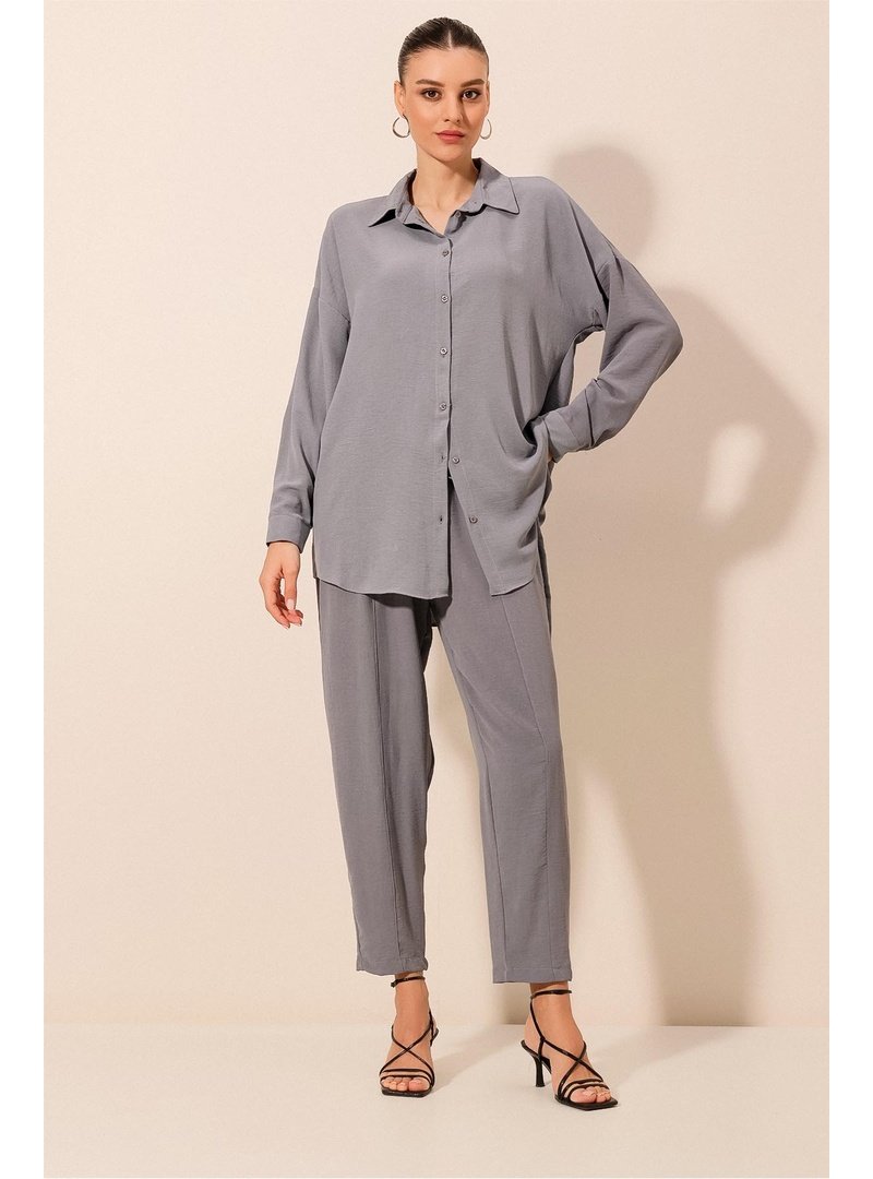 Bigdart Gri Oversize İkili Takım