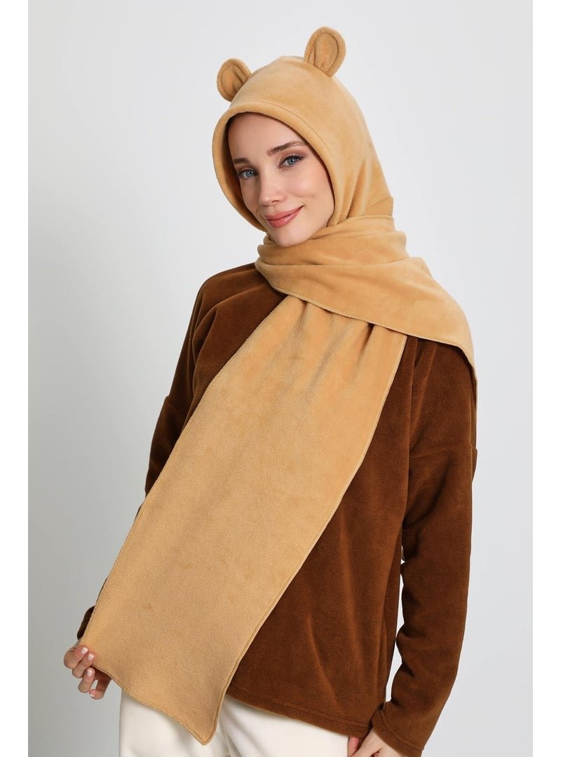 Aisha`s Design 83pl Deve Tüyü Kapüşonlu Polar Bere,atkı,boyunluk Şalı,kışlık Kulaklı Şapka,b