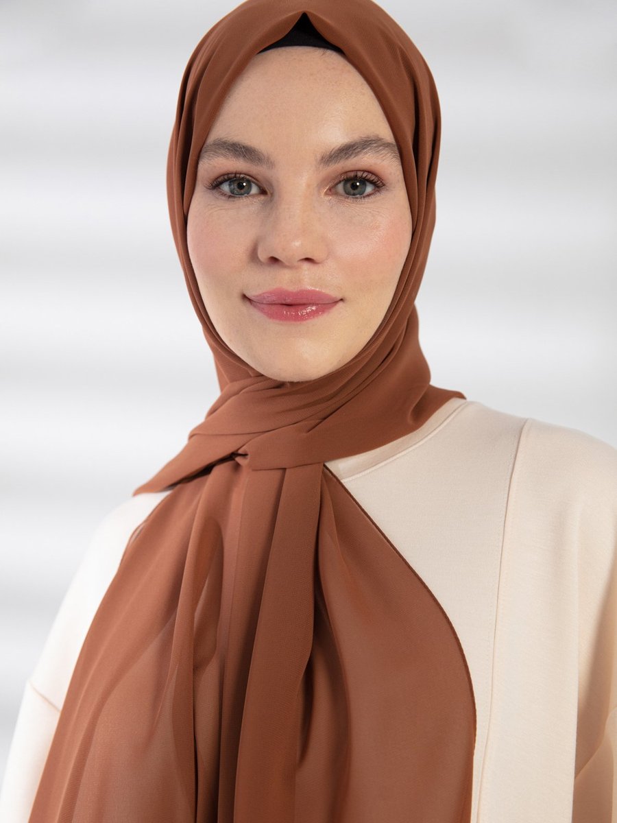 Pure Scarfs Şifon Şal Fındık