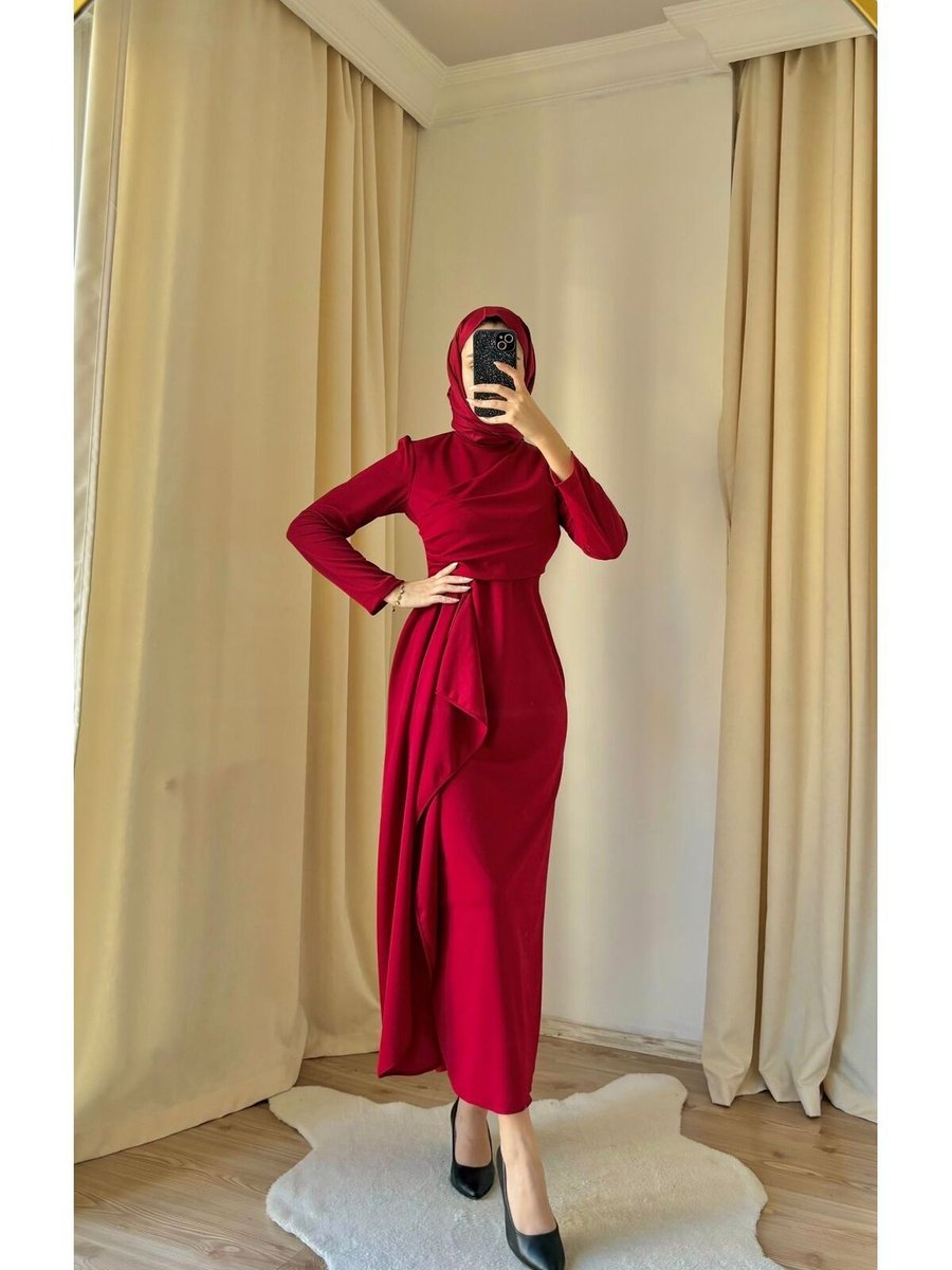 Zübiş Butik Nalan Eteği Fırfırlı Tesettür Elbise
