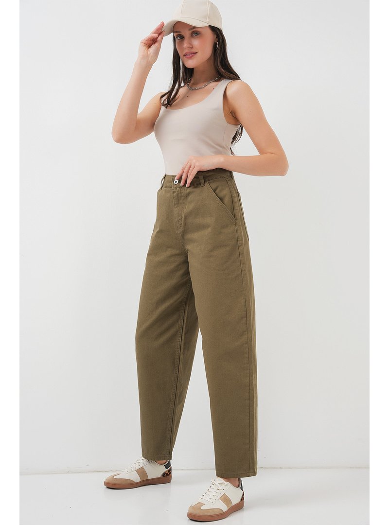 Bigdart Haki Yüksek Bel Kot Pantolon