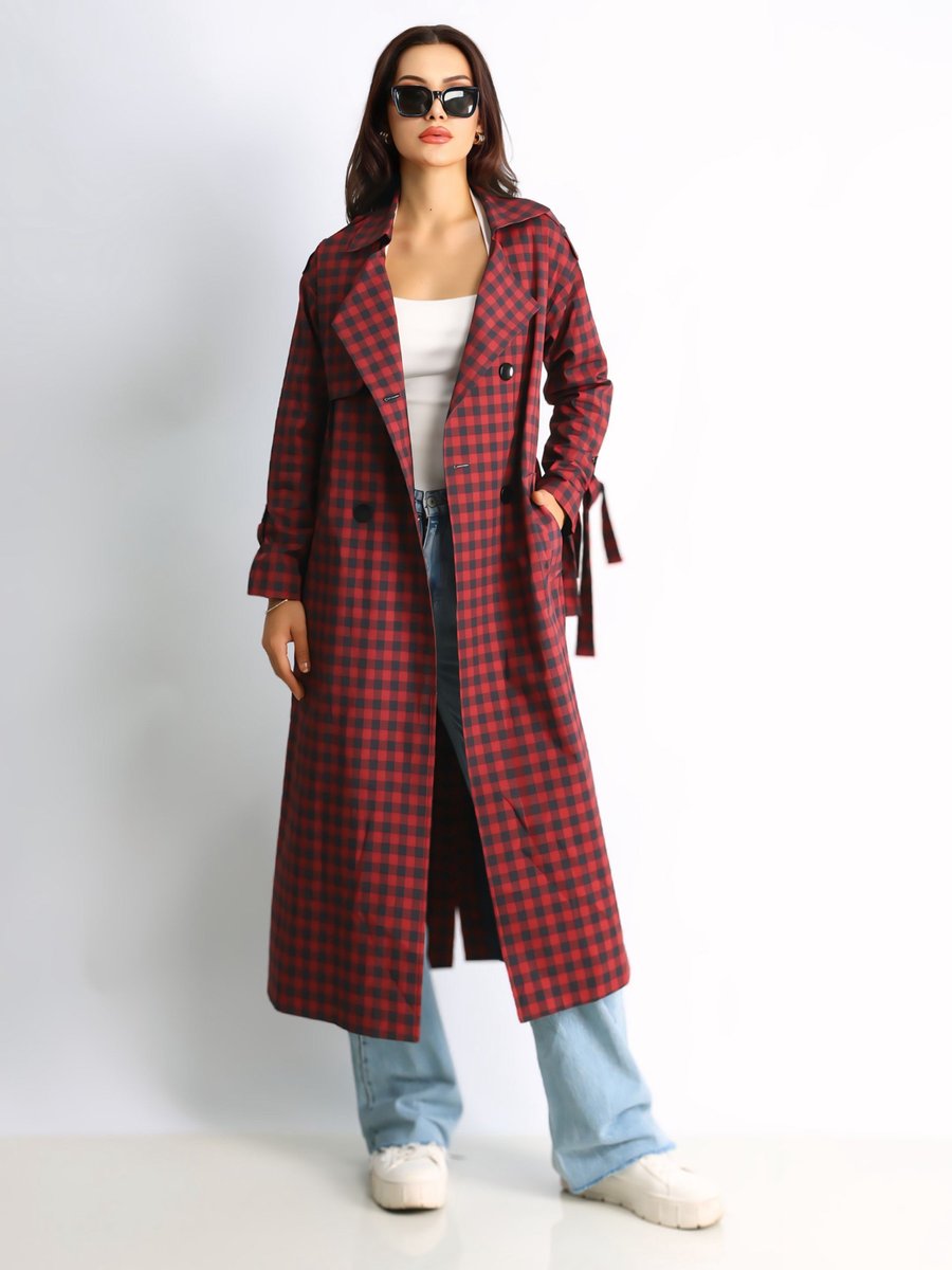 Sahra Afra Bordo Arrow Kadın Oversize Trençkot
