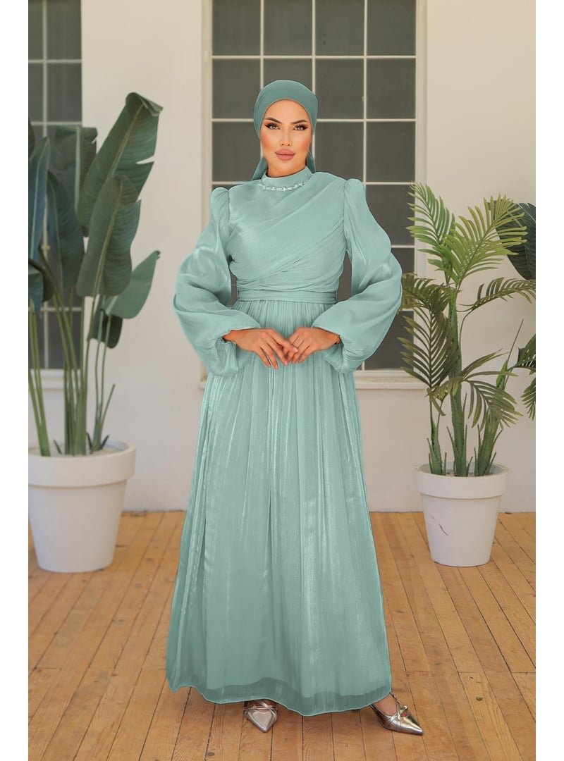 Hakimoda Mint Yeşili İlay Işıltı Abiye Elbise
