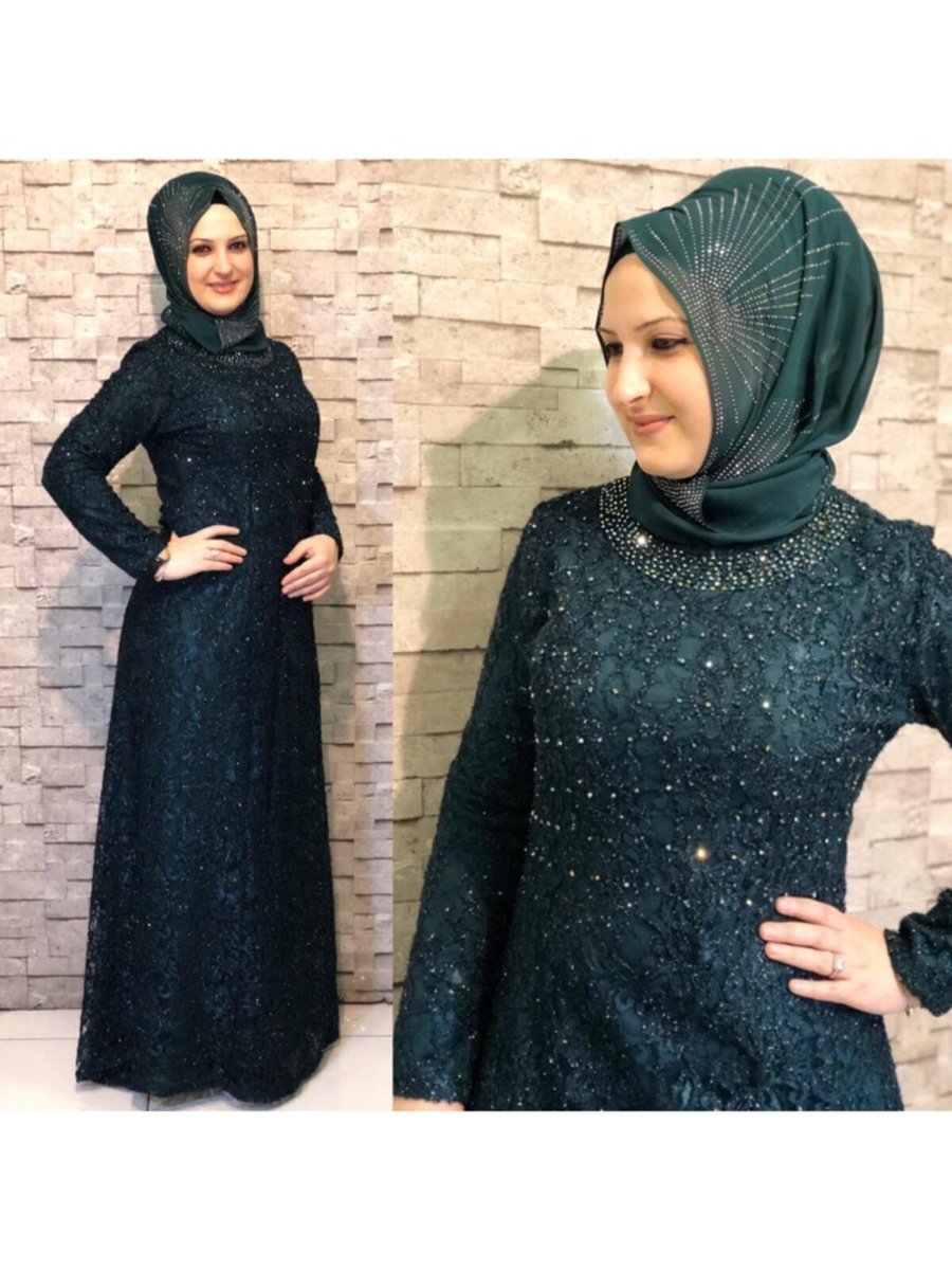Butik Büyük Beden Güpür Abiye Elbise