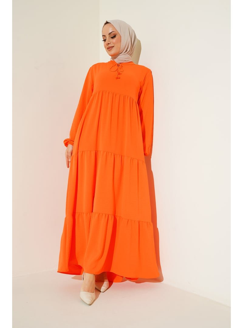 Bigdart Oranje Yaka Bağcıklı Elbise