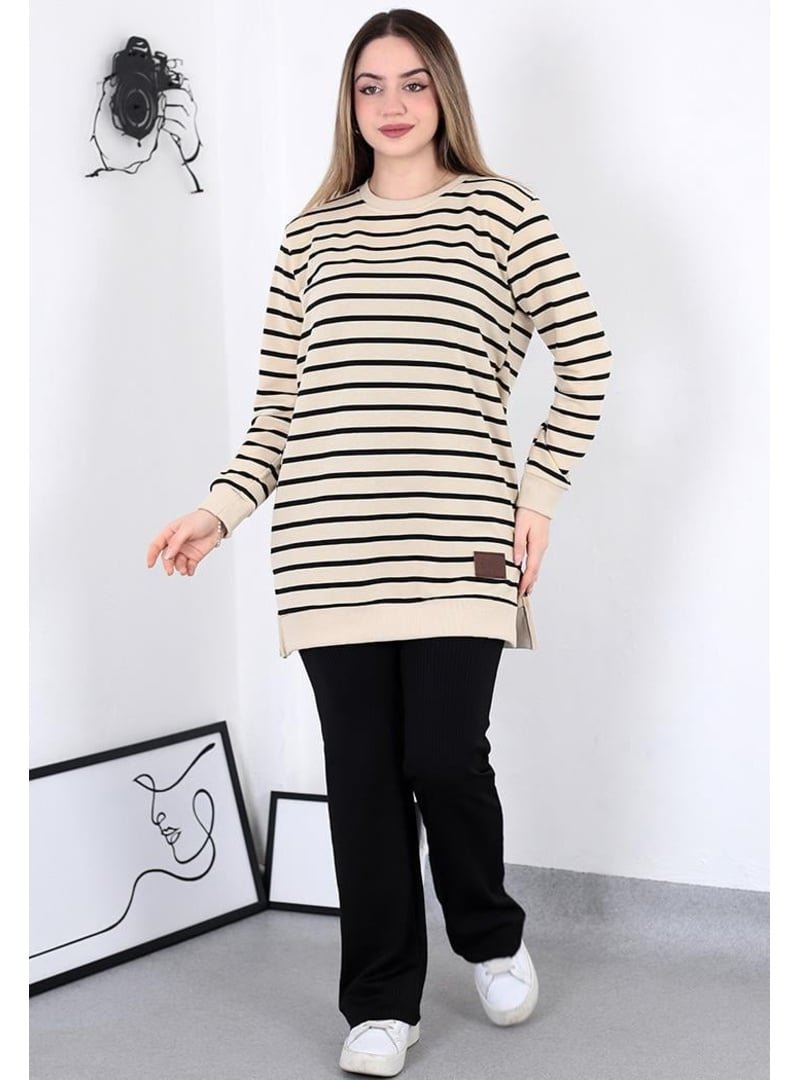 Pelsu Moda Siyah Çizgili Tunik
