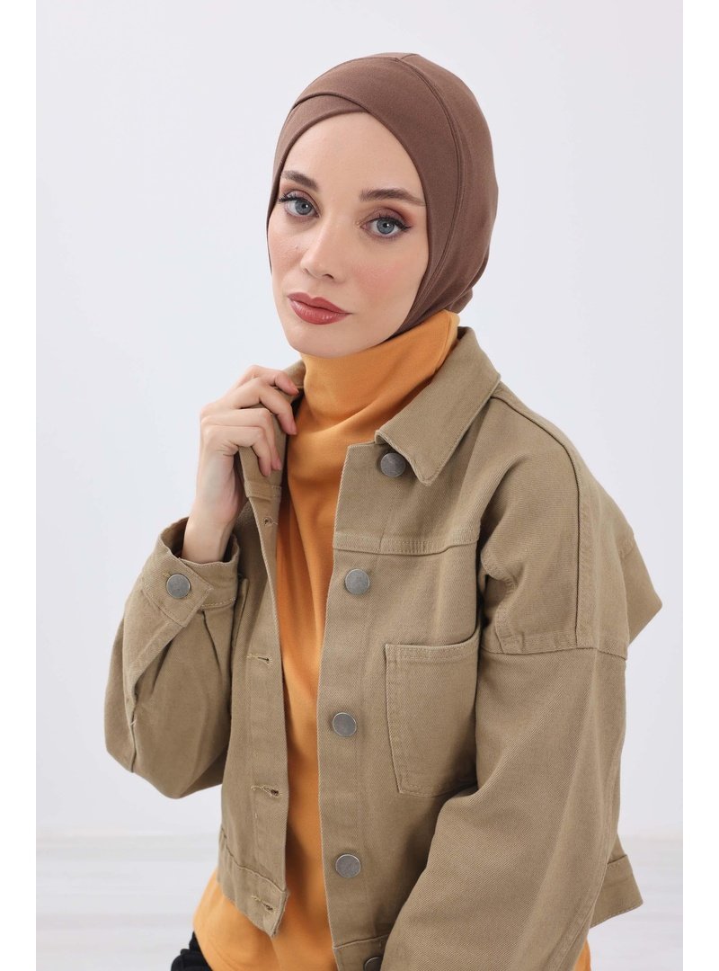Aisha`s Design 4rb Kahverengi Önü Çapraz Detaylı Bone,tb