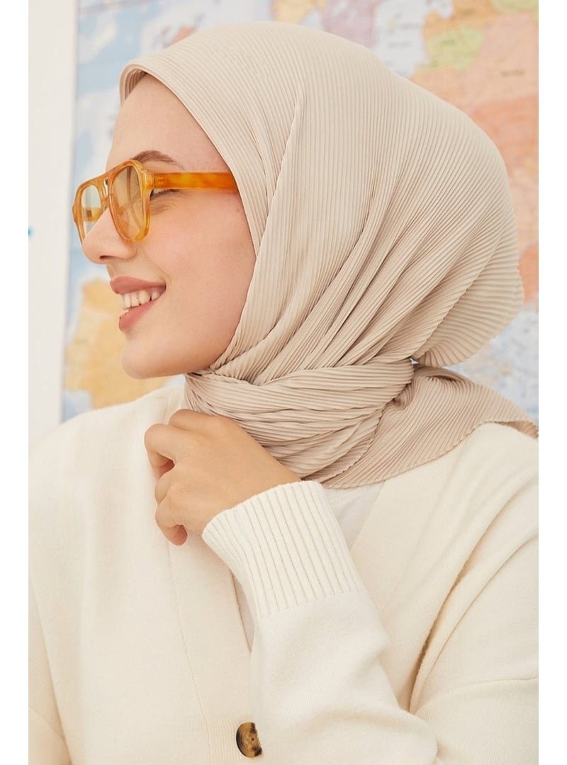 Ozprive Scarfs Bej Lana Piliseli Eşarp