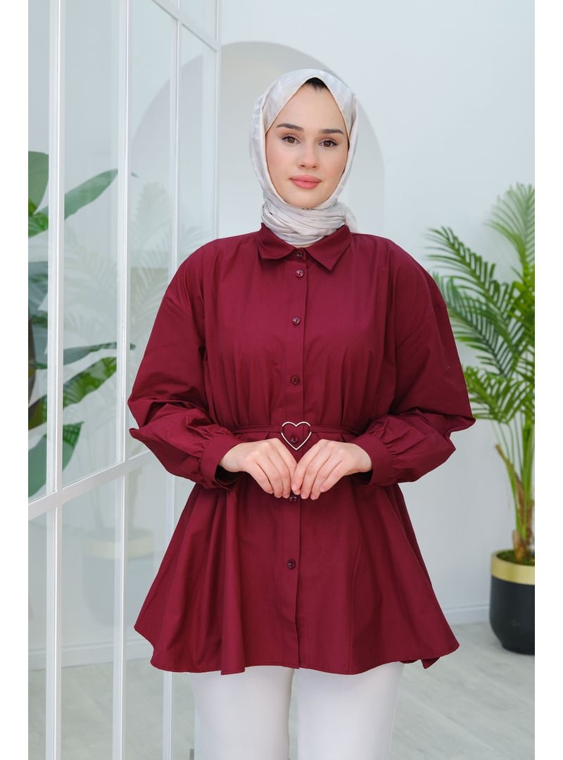Locco Moda Kalp Aksesuarlı Gömlek Bordo