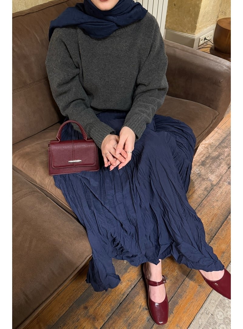 InStyle Lacivert Kraş Etek