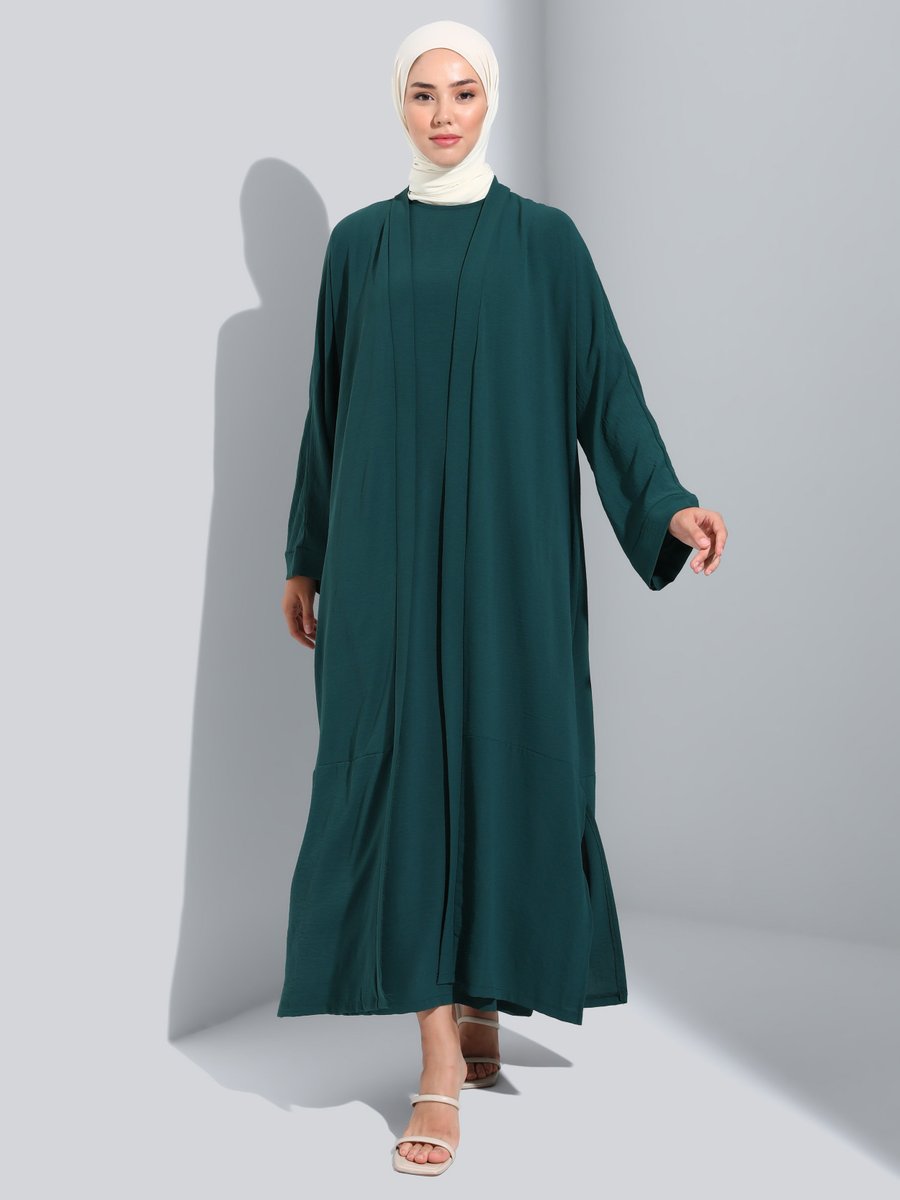 Refka Aerobin Elbise & Abaya İkili Takım Zümrüt Yesili