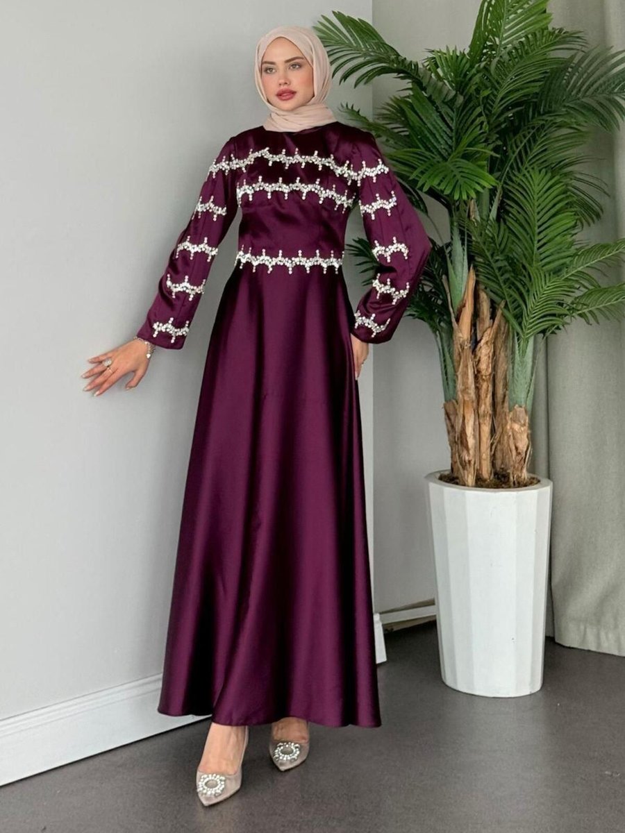 Şulemoda Giyim Yolansa Abiye Elbise Mürdüm