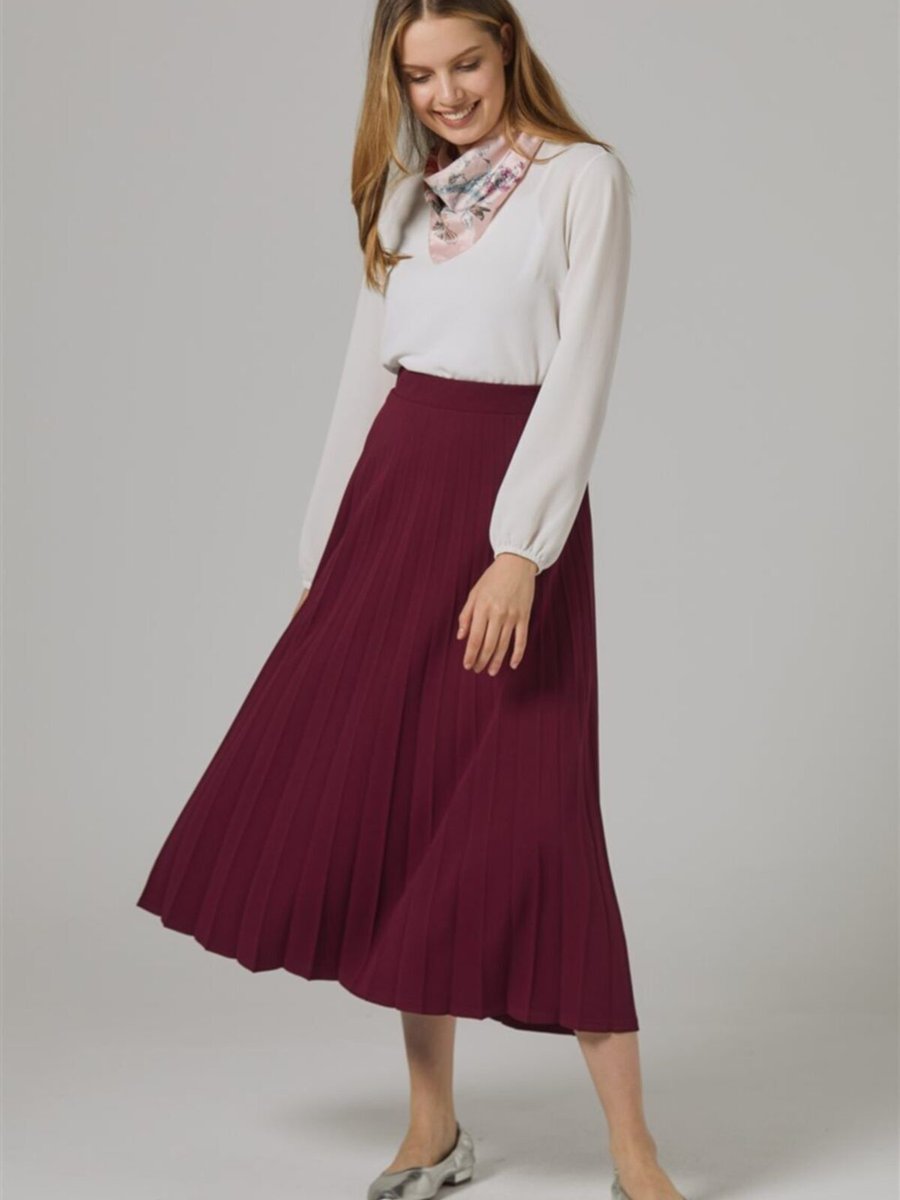 Essah Moda Mürdüm Piliseli Uzun Etek