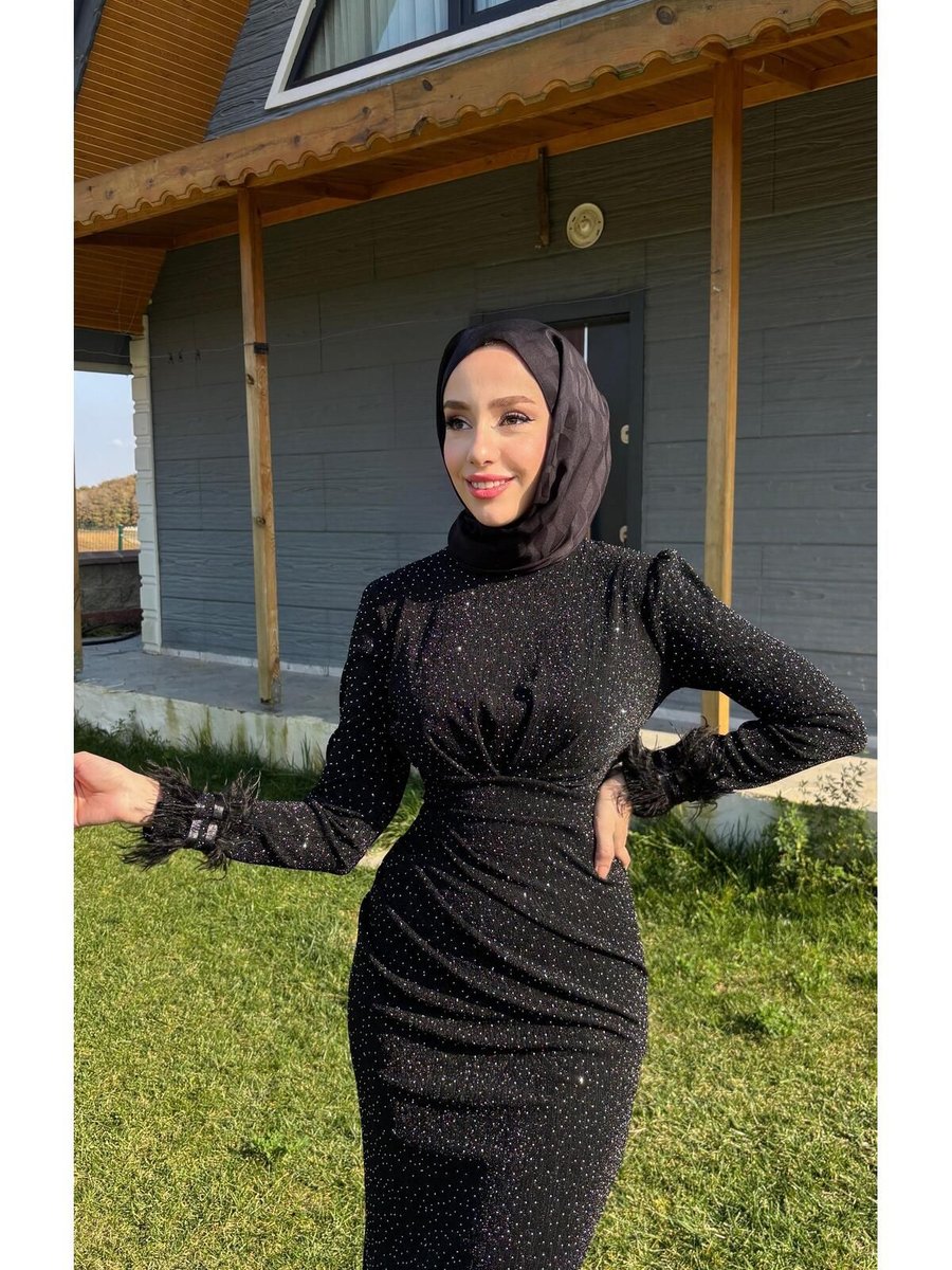 Zübiş Butik Benekli Talya Tesettür Abiye Elbise