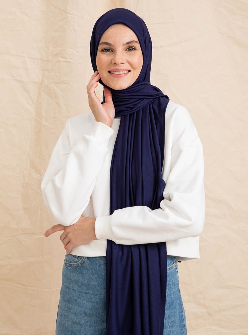 Pure Scarfs Lacivert Penye Şal