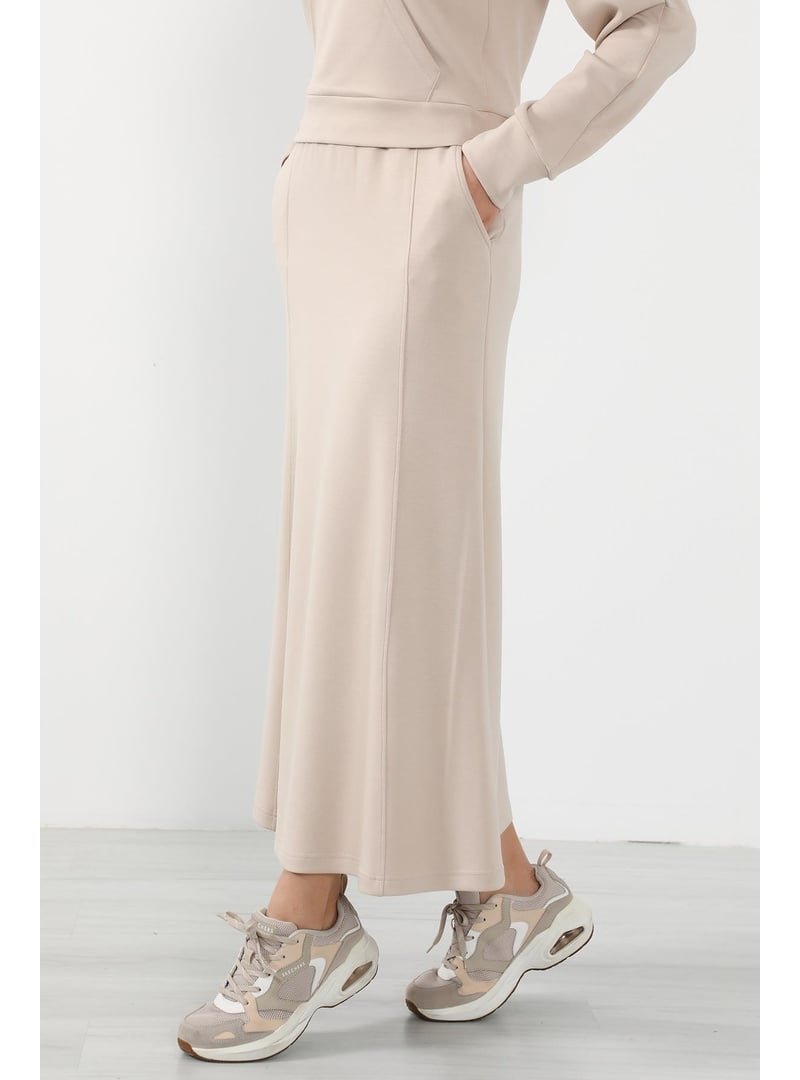 Aisha`s Design Bej Lastikli Bel Cepli Rahat Etek,etk