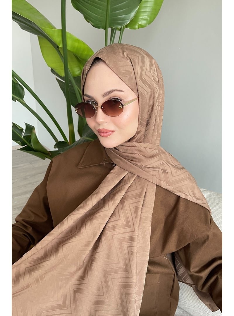 Ozprive Scarfs Zikzak Çizgili Kahverengi Jakar Şal Ozprive Scarfs Zikzak Çizgili Kahverengi Jakar Şal