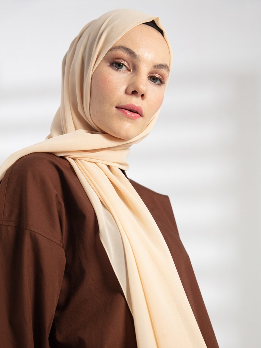 Pure Scarfs Bej Şifon Şal