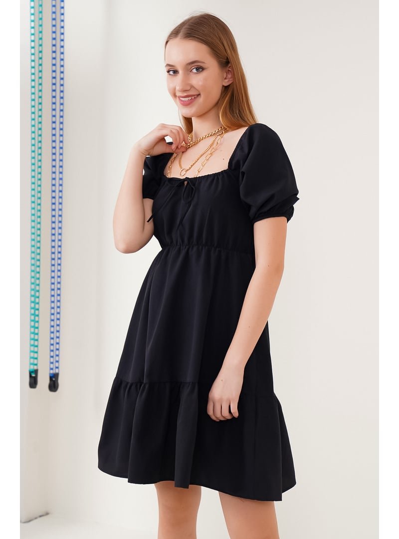 Bigdart Siyah Kloş Poplin Elbise