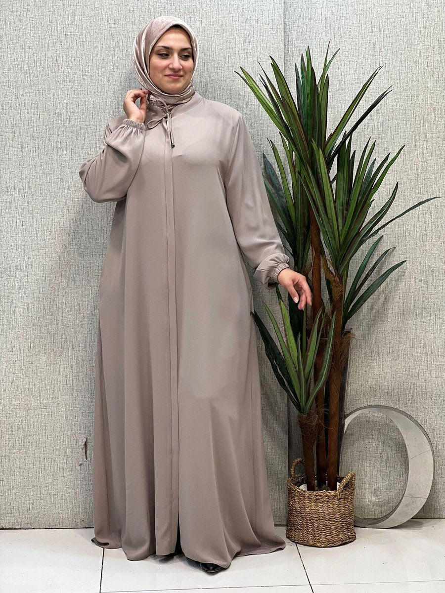 Butik Büyük Beden Yakası İpli Sade Ferace