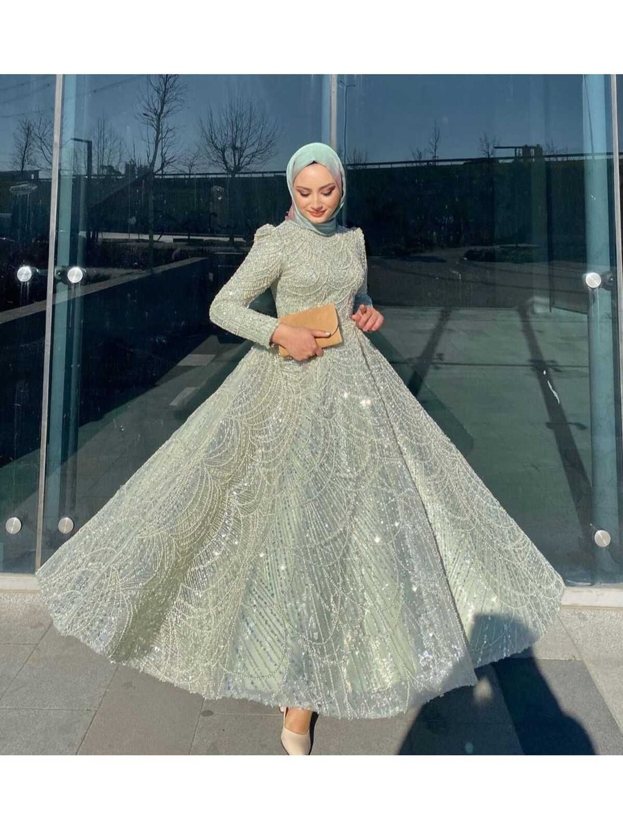 Moda Taşlı Kabarık Abiye Elbise